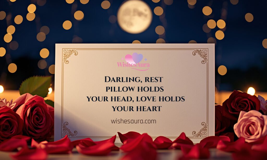 Darling rest pillow holds your head, love holds your heart